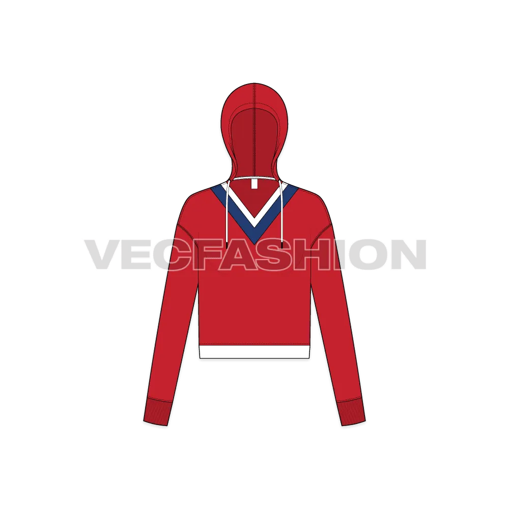 Women's V-neck Crop Hoodie