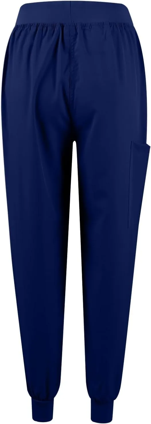 Women's V-Neck Stretch Fit Scrub Top & Jogger Scrubs Pants Multi Pocket Medical Nurse Uniforms Set